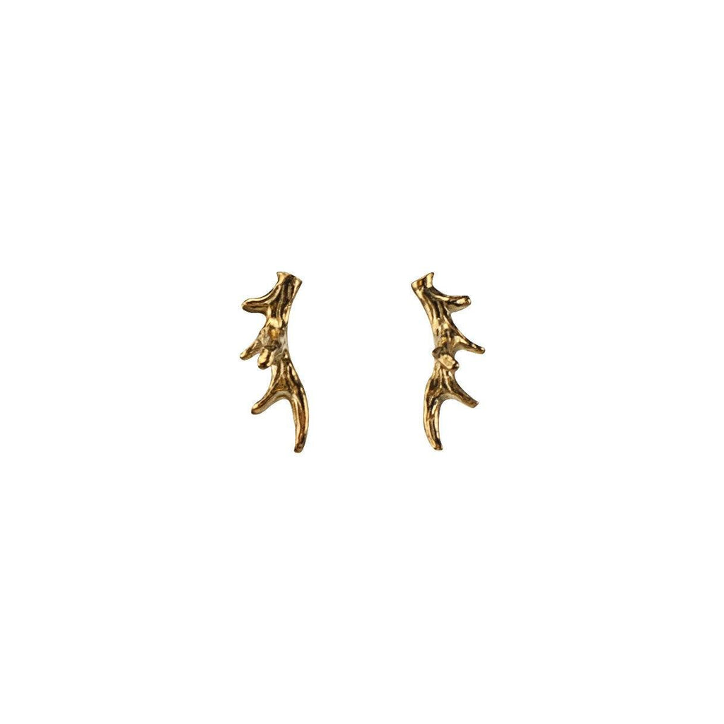 Antler Stud Earring with 24K Gold Vermeil Earrings Mimi + Marge Jewellery 