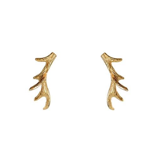 Antler Stud Earrings with 24K Gold Vermeil (Large) Earrings Mimi + Marge Jewellery 