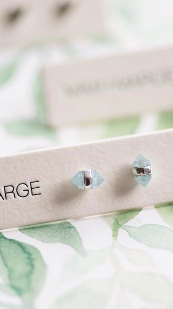 Aquamarine with Silver Wrap Earrings Earrings Mimi + Marge Jewellery 