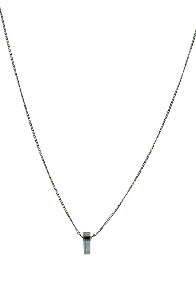Aquamarine with Silver Wrap Pendant Necklaces Mimi + Marge Jewellery 