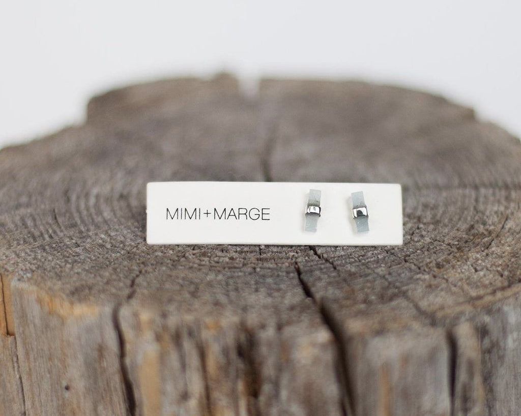 Aquamarine with Silver Wrap Stud Earrings Earrings Mimi + Marge Jewellery 