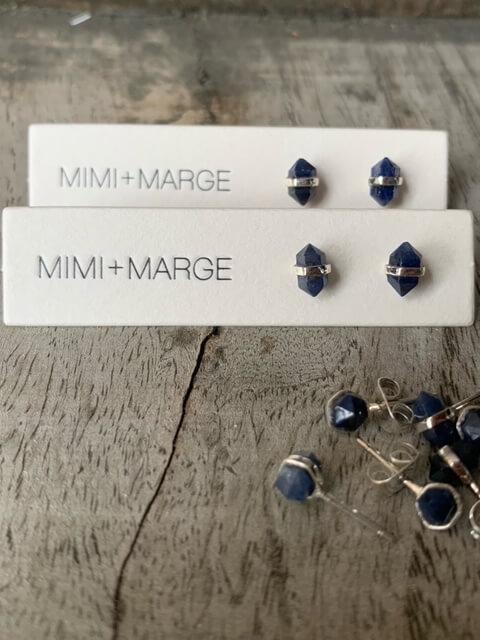 Blue Sapphire with Silver Wrap Earrings Earrings Mimi + Marge Jewellery 