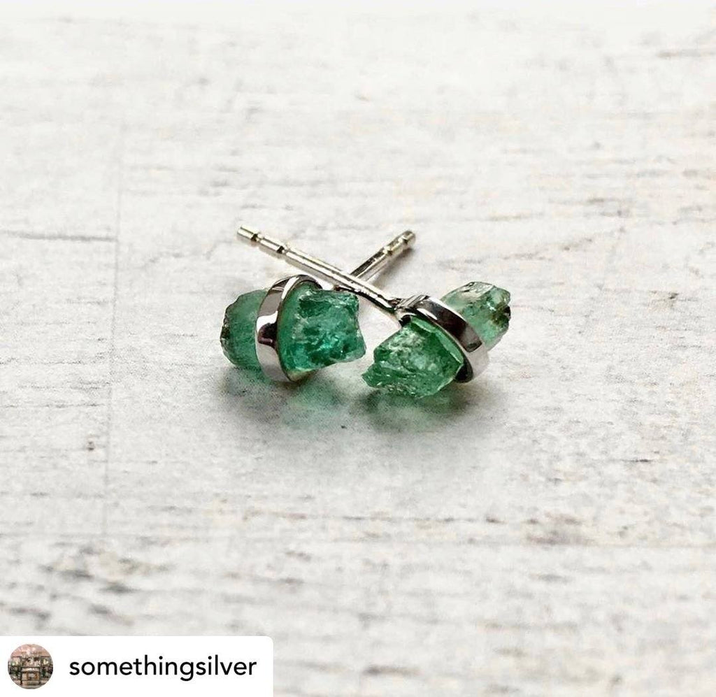 Emerald Wrap Stud Earrings Earrings Mimi + Marge Jewellery 