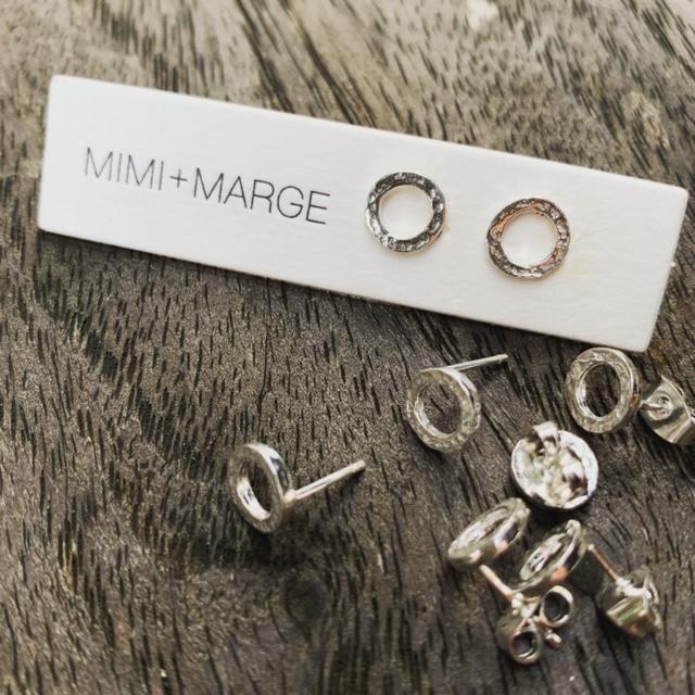 Hand Hammered Circle Studs Earrings Mimi + Marge Jewellery 