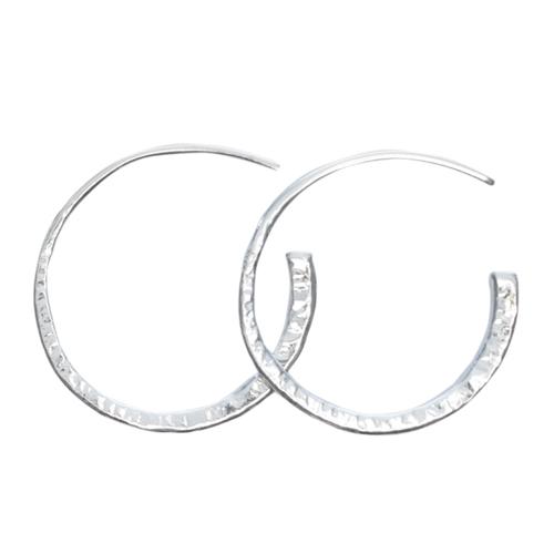 Hand Hammered Pull Through Hoops Earrings Mimi + Marge Jewellery 