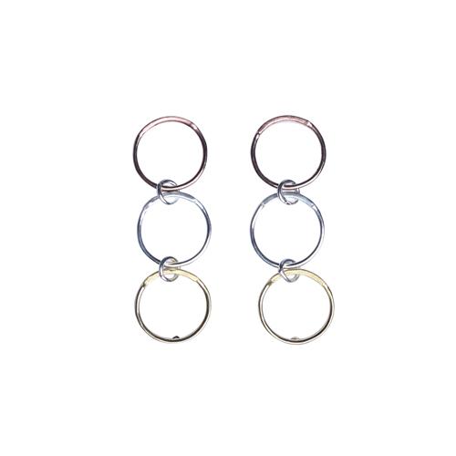 Hand Hammered Triple Drop with Gold and Rose Gold Vermeil Earrings Mimi + Marge Jewellery 