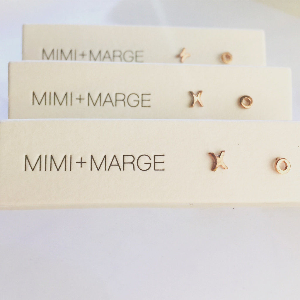 Handmade X O Earring with 24K Gold Vermeil Earrings Mimi + Marge Jewellery 