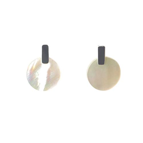 Mother of Pearl Circle with Silver Earrings Mimi + Marge Jewellery 